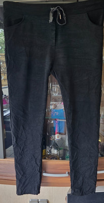 Tredy Zukauf Jogpants schwarz WILDLEDER - & KNITTEOPTIK  Gr.  XL   * wie N E U *