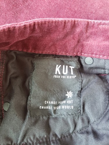 Kut From The Kloth Karen Baby Bootcut Corduroy Pants Burgundy Wine Size 4 EUC - Picture 4 of 11