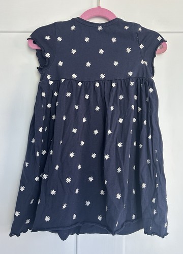 Primark Cares Navy Blue Girls Daisy Print Dress Age 3-4 Years 100% Cotton - Picture 5 of 7