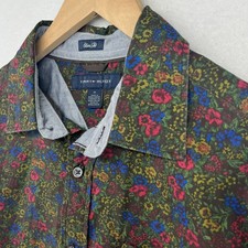 TOMMY HILFIGER Shirt Mens M Floral Slim Fit Poplin Button Up Cotton Green