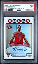 2008 Topps Chrome Derrick Rose #221 (RC) Autograph Refractor /145 PSA 9 Bulls