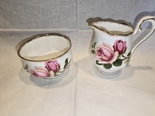Royal Albert Creamer and Sugar Bowl, Made in England, Anniversary  Rose
