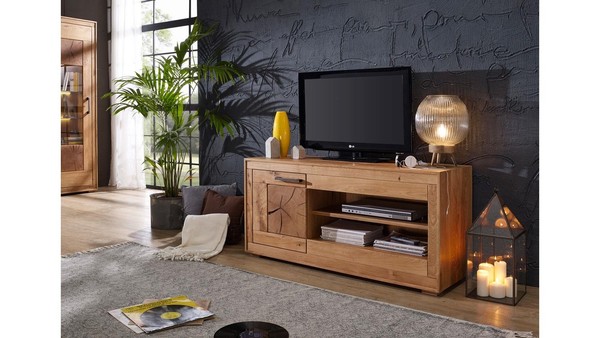 Tv-Board Lowboard Tv-Schrank Gaja 1 Wildeiche Massiv Natur GeöLt Mit Hirnholz-image