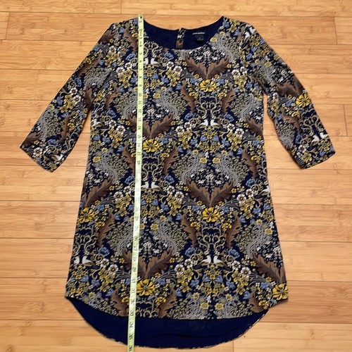 Club Monaco High Low Seide Ophelia Kleid Größe 8 Mini Blumen Vögel 3/4 Ärmel - Bild 10 von 13