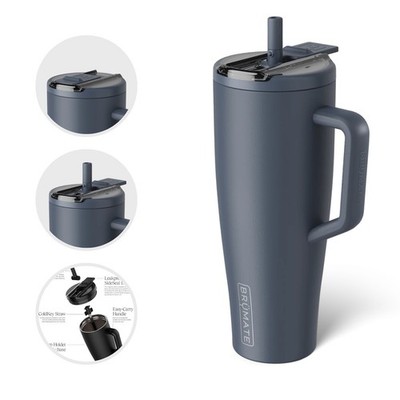 BruMate Era Flip 40oz Flip-Down Covered Straw Tumbler with Handle Nightfall Blue
