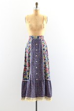Vintage 1970s Midi Skirt Cottagecore Hobo Small