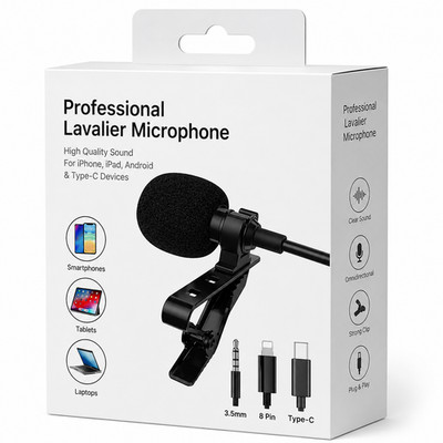 Kabelgebundenes Pro Lavalier Mikrofon Clip Mikrofon Audio Video Aufnahme für iPhone Samsung