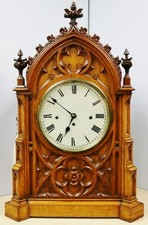 Antique English Triple Fusee 8 Bell Musical Cathedral Bracket Clock Wall Bracket