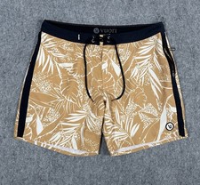 Vuori Shorts Mens 34 Palm Leaf Floral Print Swim Trunks Cruise Board Beach 7"