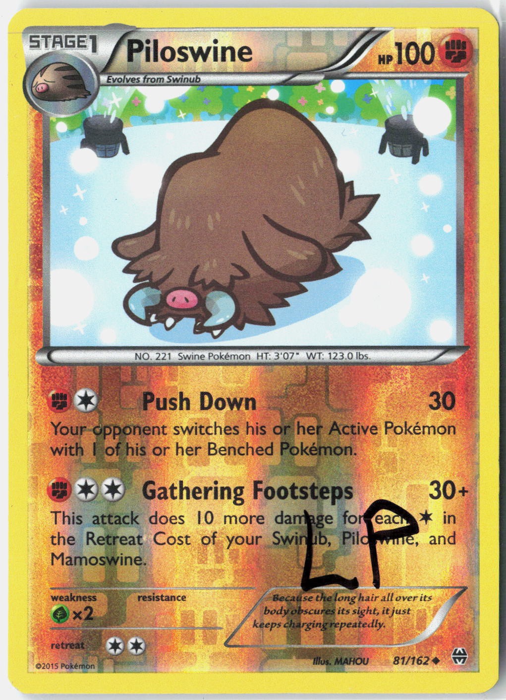 Piloswine 81/162 Uncommon BREAKthrough Pokemon Reverse Holo Lightly Played