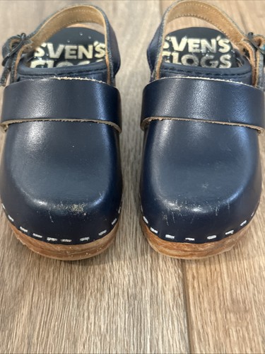 Sven Swedish Clogs Sling Strap Navy Blue Leather Child Kids Girls Kids Size?? - Picture 5 of 16