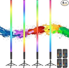4 Pack RGB Tube Light 4ft 5000mAh Rechargeable Tripod