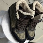 Authentic Gucci Brown Shearling Lined Logo Print Lace-Up Boot — photo 2