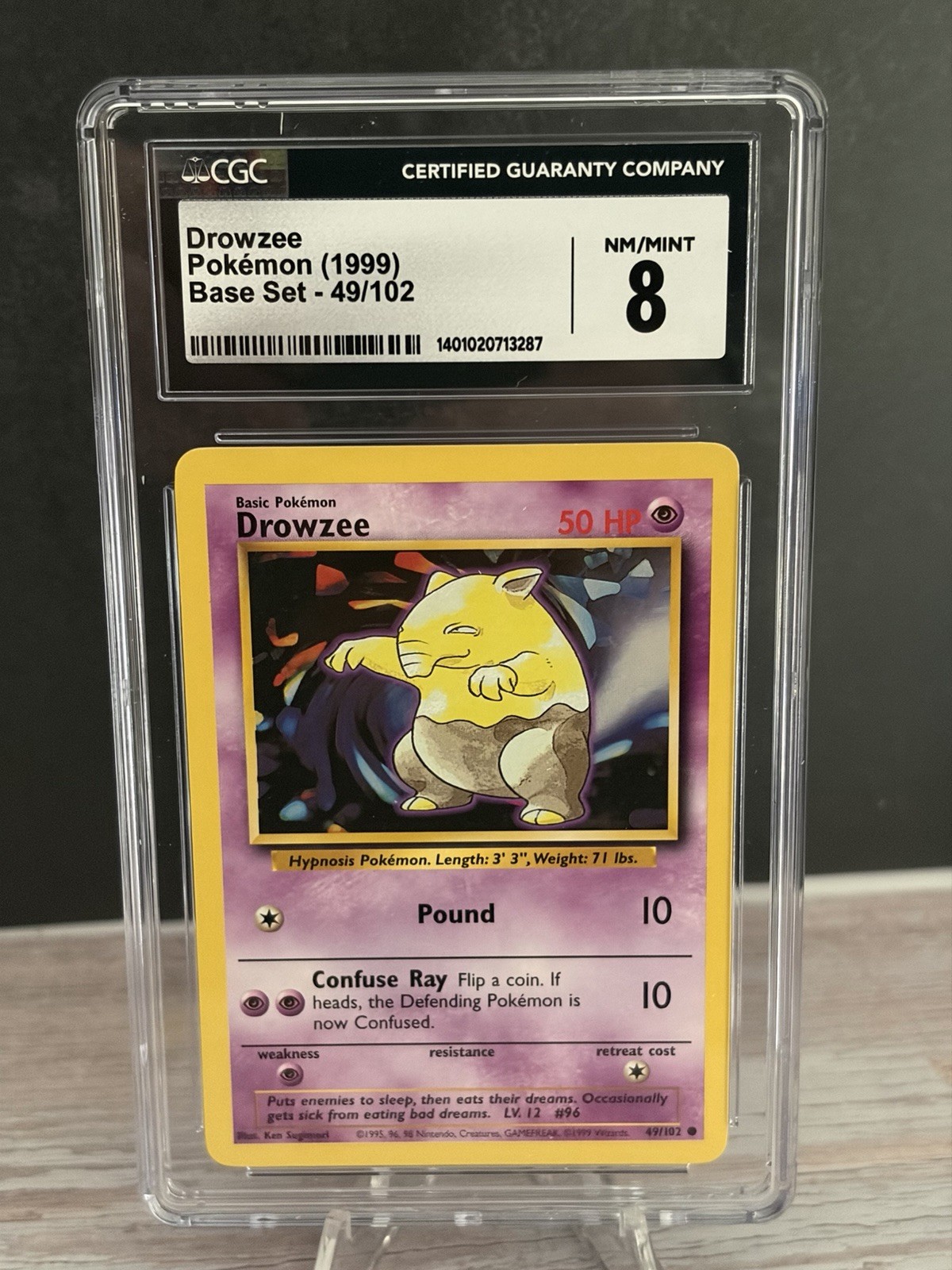 CGC 8 Drowzee 49/102 SHADOWLESS Base Set Pokemon Card