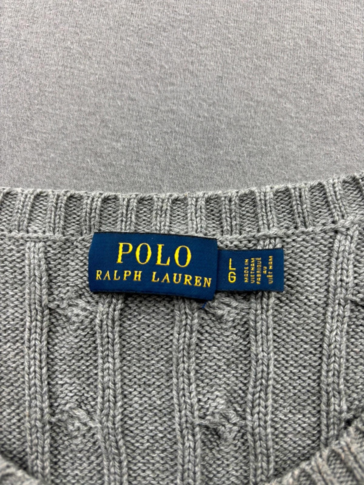 Women’s Grey Ralph Lauren Crewneck Cable Knit Jumper Size Large image 3