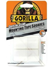 Gorilla Mounting Tabs Squares Double Sided Tape Sticky Pads Adhesive Clear 24pcs