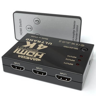 HDMI Switch 4K 30hz 3 in 1 HDMI Umschalter mit Fernbedienung 3 Port Verteiler