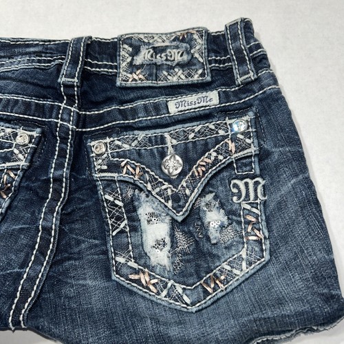 Miss Me Embellished Embroidered Denim Jean Shorts Girls Size 8 KE868OH3