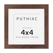 puthiac 4x4 Solid Oak Wood Picture Frame, Walnut, 1 Pack Walnut-1P