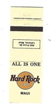 Hard Rock Cafe - Lahaina, Maui, Hawaii  Matchcover       Closed 2016