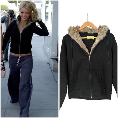 Vintage Juicy Couture rabbit fur hoodie zip up britney spears y2k