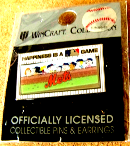 2014 Peanuts Happiness is a MLB Game pin NY New York Mets Snoopy Charlie Brown - Picture 2 of 8