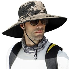 Oversize XXL Wide Brim Sun Hats for Men, UPF50 Waterproof Fishing-Hat Boo...
