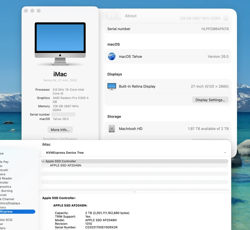 Apple iMac 27" 2020 3.6GHz i9 10-Core - 128GB RAM - 2TB SSD - AMD 5300 4GB - Image 2 of 4