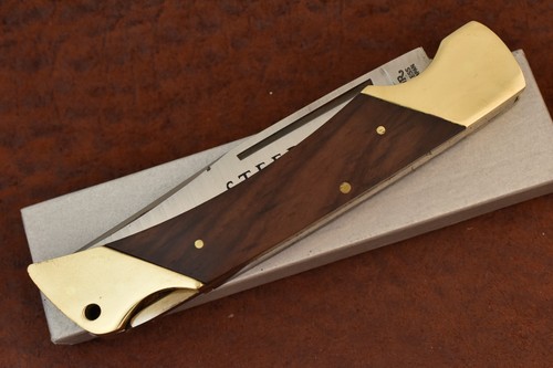 VINTAGE VALOR JAPAN STEER SMOOTH WOOD JUMBO LOCKBACK KNIFE NICE (23823) - Picture 5 of 6