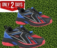 Avia BOY'S size 6 Running Sneakers with Bungee Laces Color Black Multicolor NEW