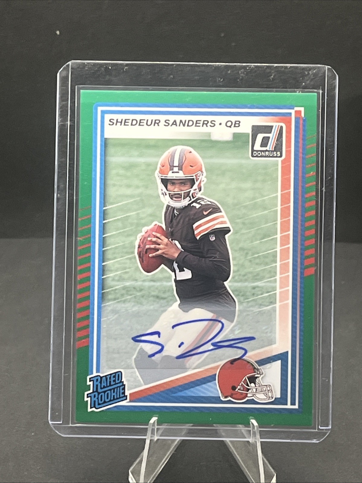 2025 Donruss Shedeur Sanders Rated Rookie Green Press Proof Auto No.306 GRADE IT