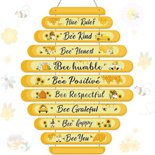 Bee Decor Sign Hive Rules Decorations Plaque Spring Wall Decor Daisy Honey Bee S