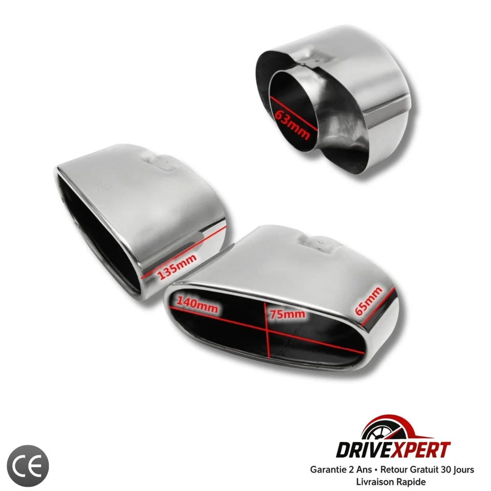 Chrome Exhaust Tips x2 63mm Stainless Steel For BMW X5 E70 2007-2013 - Изображение 2 из 4