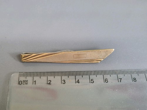 Vintage 9ct Gold On Sterling Silver Tie Slide Clip Bar - Picture 4 of 8