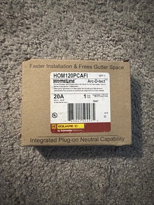 Square D Homeline 1 Pole 20A 120VAC Mini Circuit Breaker - HOM120PCAFI