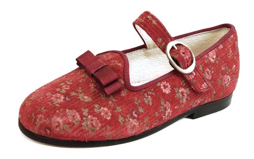 DE OSU - España - Zapatos de vestir con lazo de cuero rojo borgoña para niñas -Europeos -Talla 7 - Imagen 2 de 5