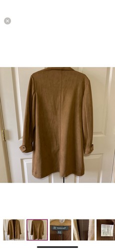 INC womens faux suede coat metal clip closure petite XL 36” long pit to pit 19” - Picture 2 of 5