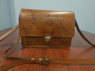 Patricia Nash Lanza Map Print Leather Crossbody Bag Riot Rust