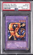 2002 YU-GI-OH LOB-LEGEND OF BLUE EYES WHITE DRAGON 019 DARKFIRE DRAGON PSA 10