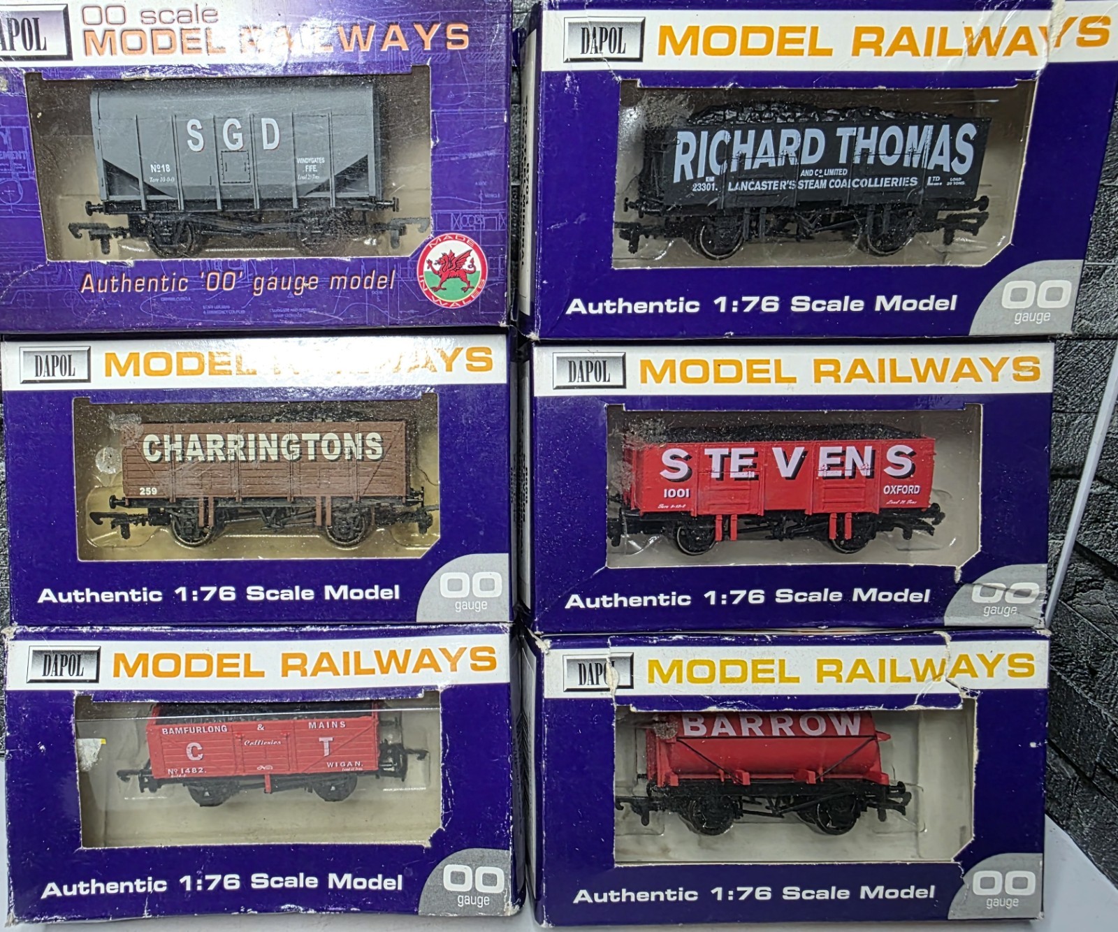 Y160. 6 x Dapol Railway 00 Scale,   ALL 6 of Rolling Stock for auction 