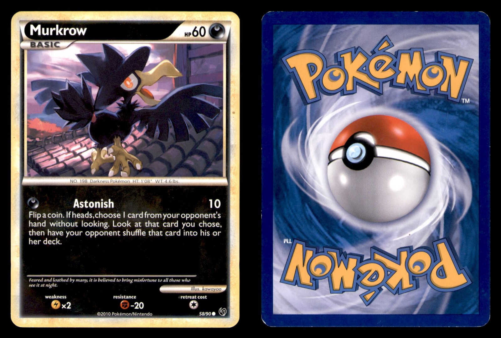 Pokemon HGSS Undaunted Murkrow 58/90 2010 Common