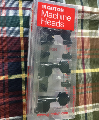 Gotoh Black 6 Inline Mini Tuners for Strat/Tele Guitar, Small Button TK-0760-003
