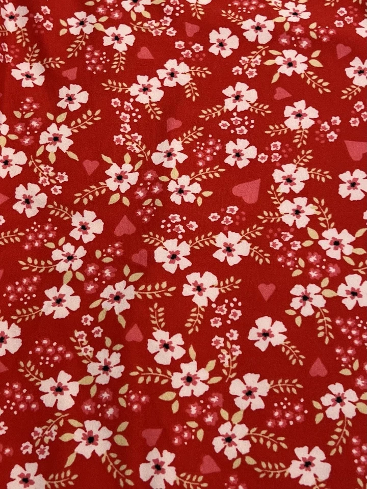 Leggings LuLaRoe OS Talla Única ROJO NEGRO Flor Margarita Amapola Corazón Amor Informal Diversión Foto 3 de 4