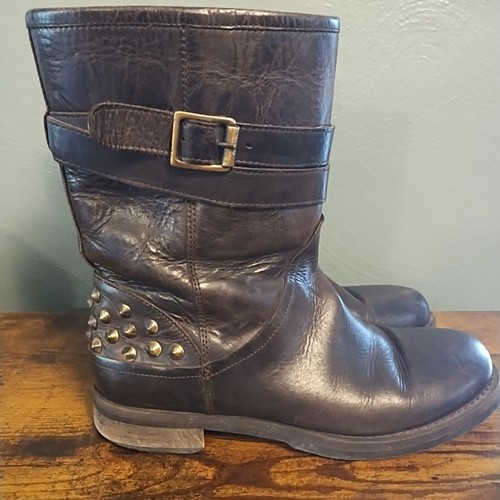 Boemos Motorradstiefel Damen 38 braun Leder Nieten Schnalle Made in Italy - Bild 13 von 15