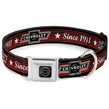 Dog Collar CH-GENUINE CHEVROLET Bowtie Full Color Black/Silver Vintage CHEVROLET