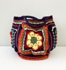 Colorful Crochet Bag Handmade Granny Squares Boho Fall Autumn Harvest Colors