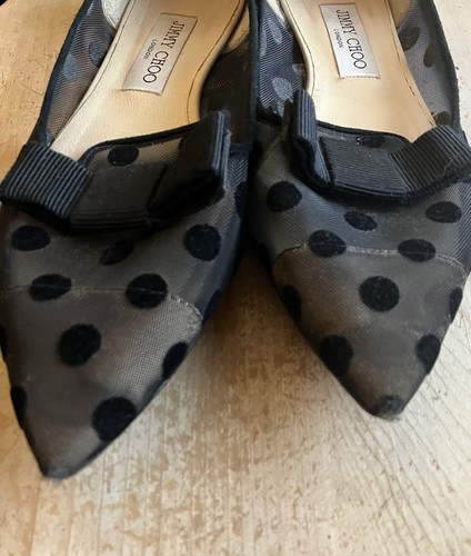 Jimmy Choo Women’s Sheer Polka Dot Leather Sole Pointed Toe Flats UK6 EU39 - Picture 4 of 6