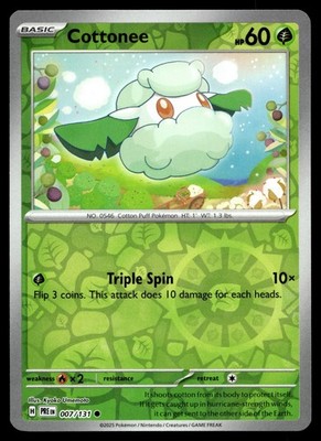 Cottonee Reverse Holo 007/131 SV: Prismatic Evolutions PRE Kyoko Umemoto