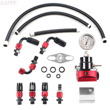 Adjustable Fuel Pressure Regulator Kit Oil 0-100psi Gauge -6an New Black-red