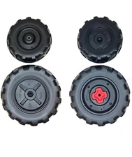 Peg Perego 12 Volt Ride On Tractor Front & Rear Wheel Pack, Black - 4 Wheels